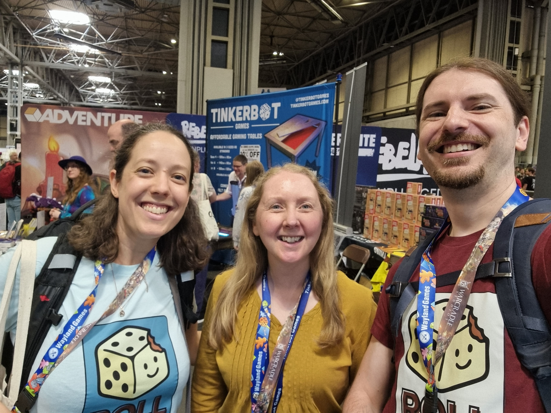 Kimberly of Tinkerbot Games with Helen and Simon Moore from Roll and Bite