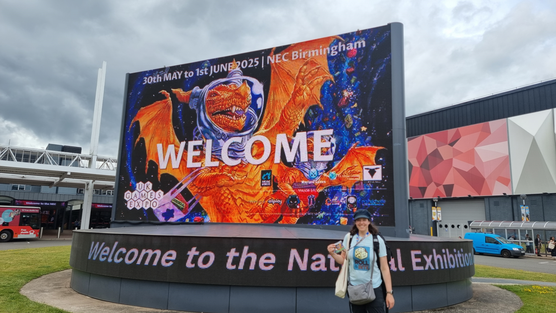 A sign showing the welcome to UKGE (UK Games Expo) banner.